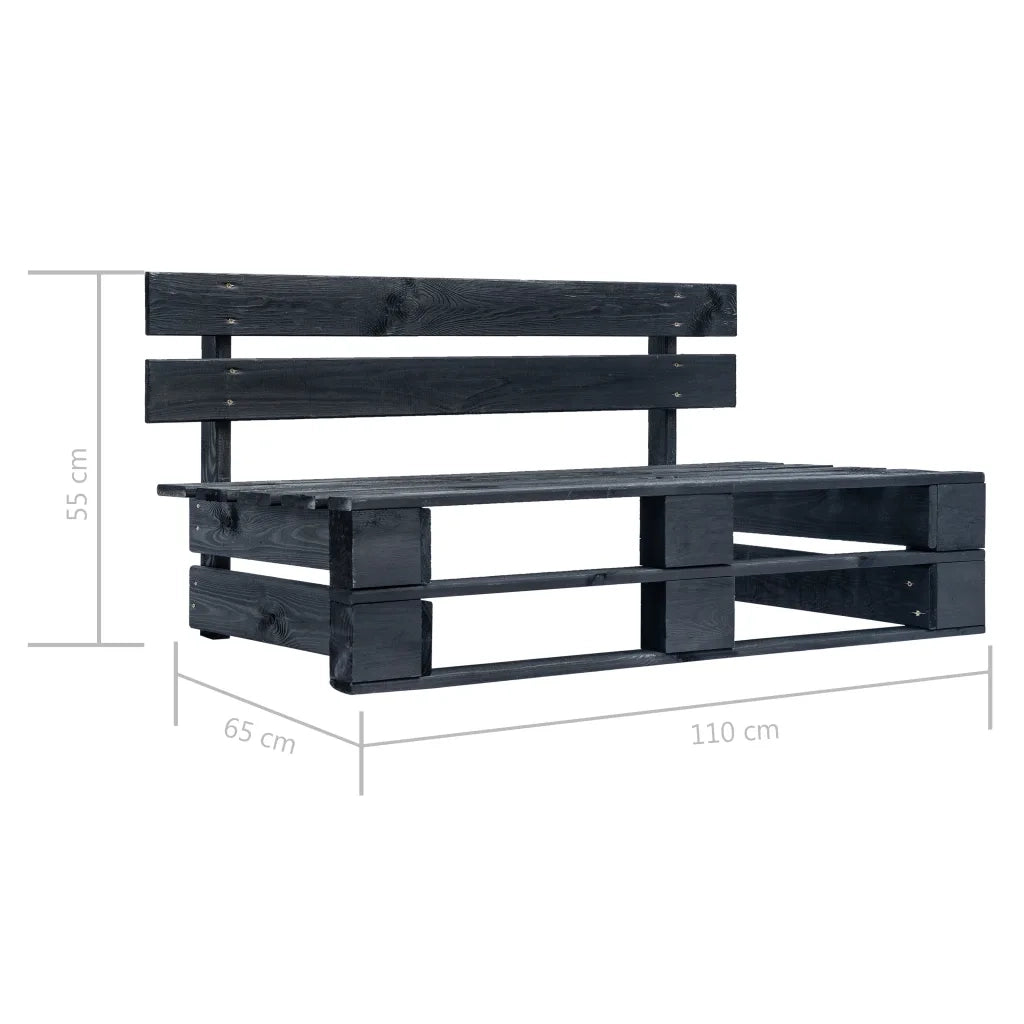 Panca da Giardino con Pallet in Legno Nera 45762