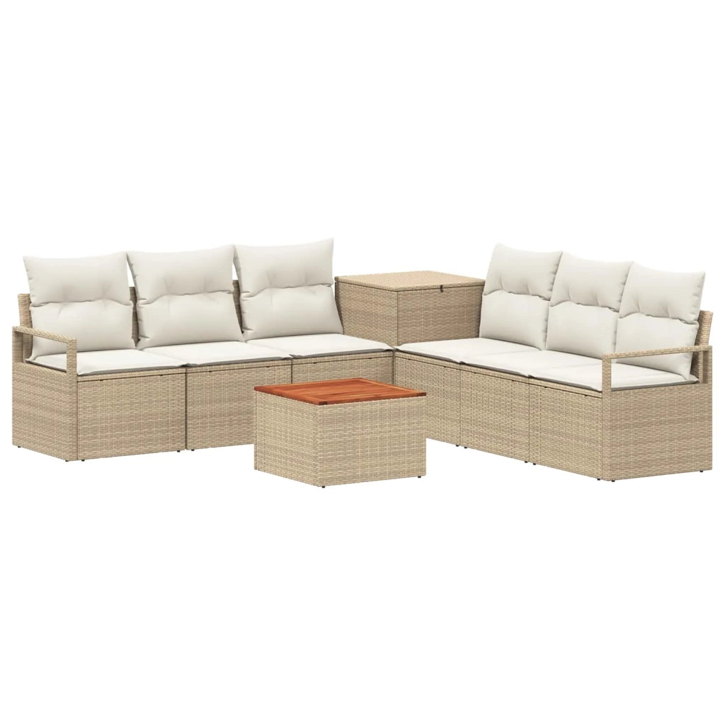 Set di divani 8 pz Beige e Bianco Crema 3448180