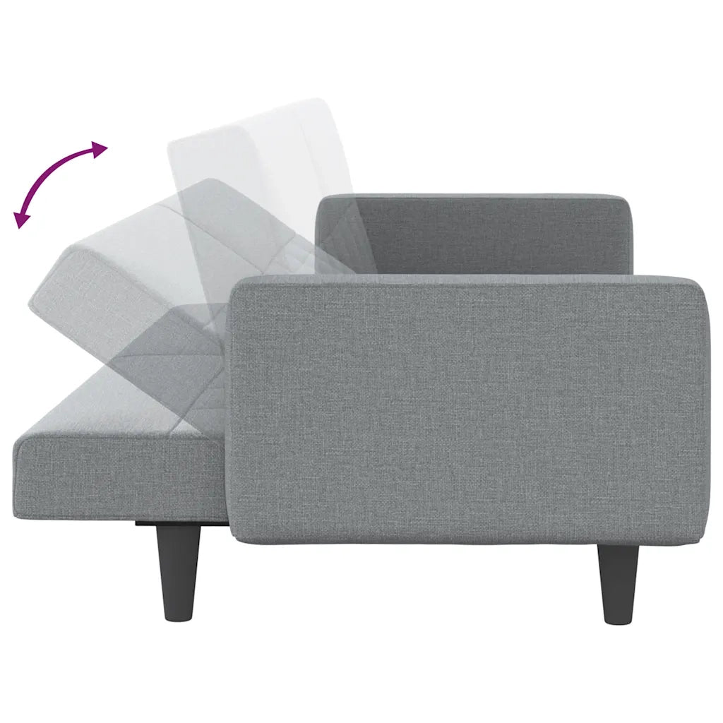 Divano Letto con Cuscini Grigio Chiaro in Tessuto 351875