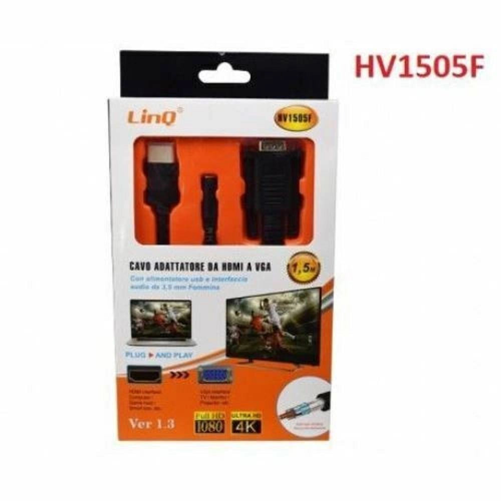 Trade Shop - Cavo Adattatore Da Hdmi A Vga Con Alimentazione Usb Jack Audio Femmina 1.5mt Hv1505f -