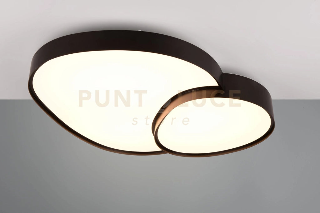 RISE PLAFONIERA A LED 45W 5300lm, 2700 - 6500K FORMA ORGANICA GRANDE NERA CON TELECOMANDO MULTIFUNZIONE L. 77CM DIMMERABILE