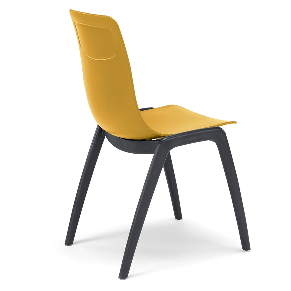 Set 2 sedie in tecnopolimero Dalia L colore Senape, 100% MADE IN ITALY, gambe Antracite, impilabile, design moderno ideale per sala da pranzo, cucina, soggiorno, ufficio, camera per bambini