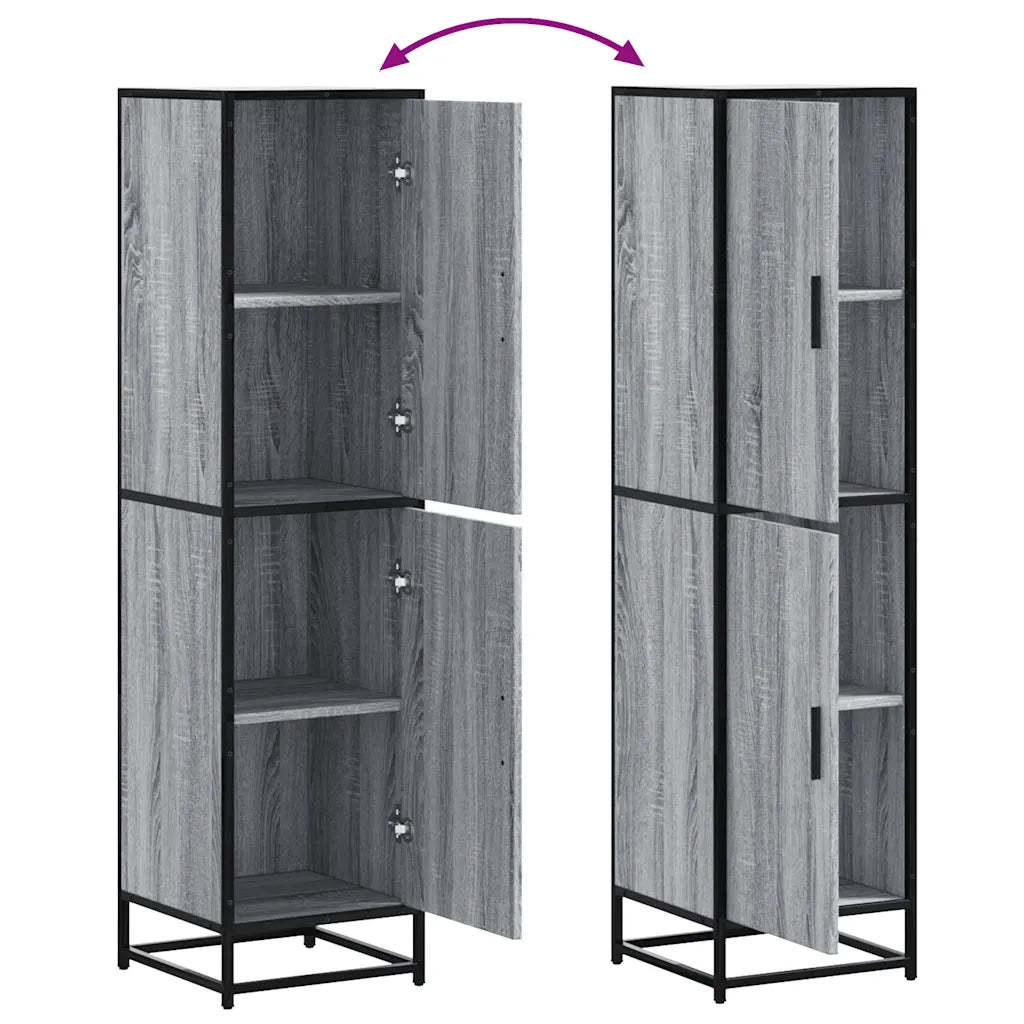 vidaXL Credenza Grigio Sonoma 35,5x35x139 cm Legno Multistrato Metallo