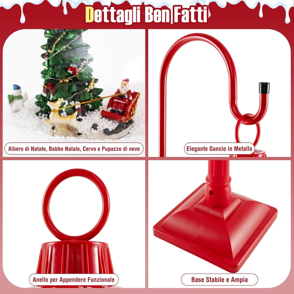 150 CM Lampione Natalizio Musicale, Lampada Festiva con Lanterna a Globo di Neve Attivata dal Suono, Albero di Natale, Babbo Natale, Soldato e Scatole Regalo (Modello 1)
