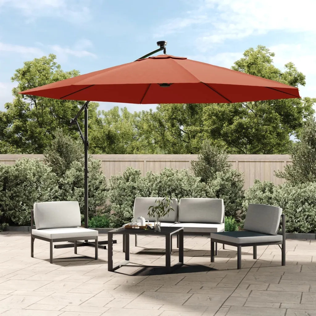 Ombrellone a Sbalzo con LED Terracotta 350 cm 313783