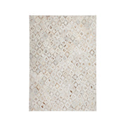 Tappeto di design Dazzle in pelle beige con effetti metallici
