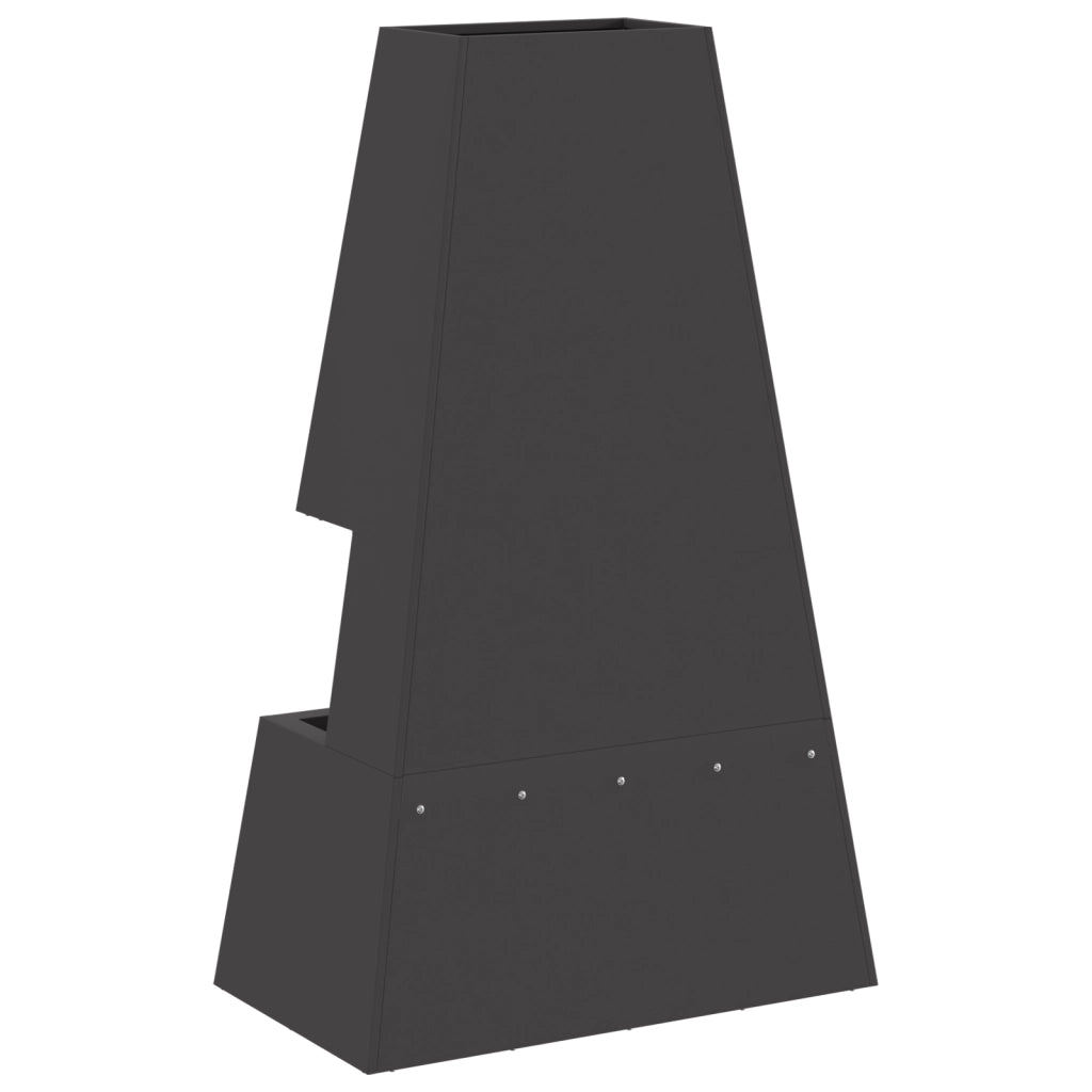 Focolare con spazio per legna Nero 60x35x100 cm Acciaio