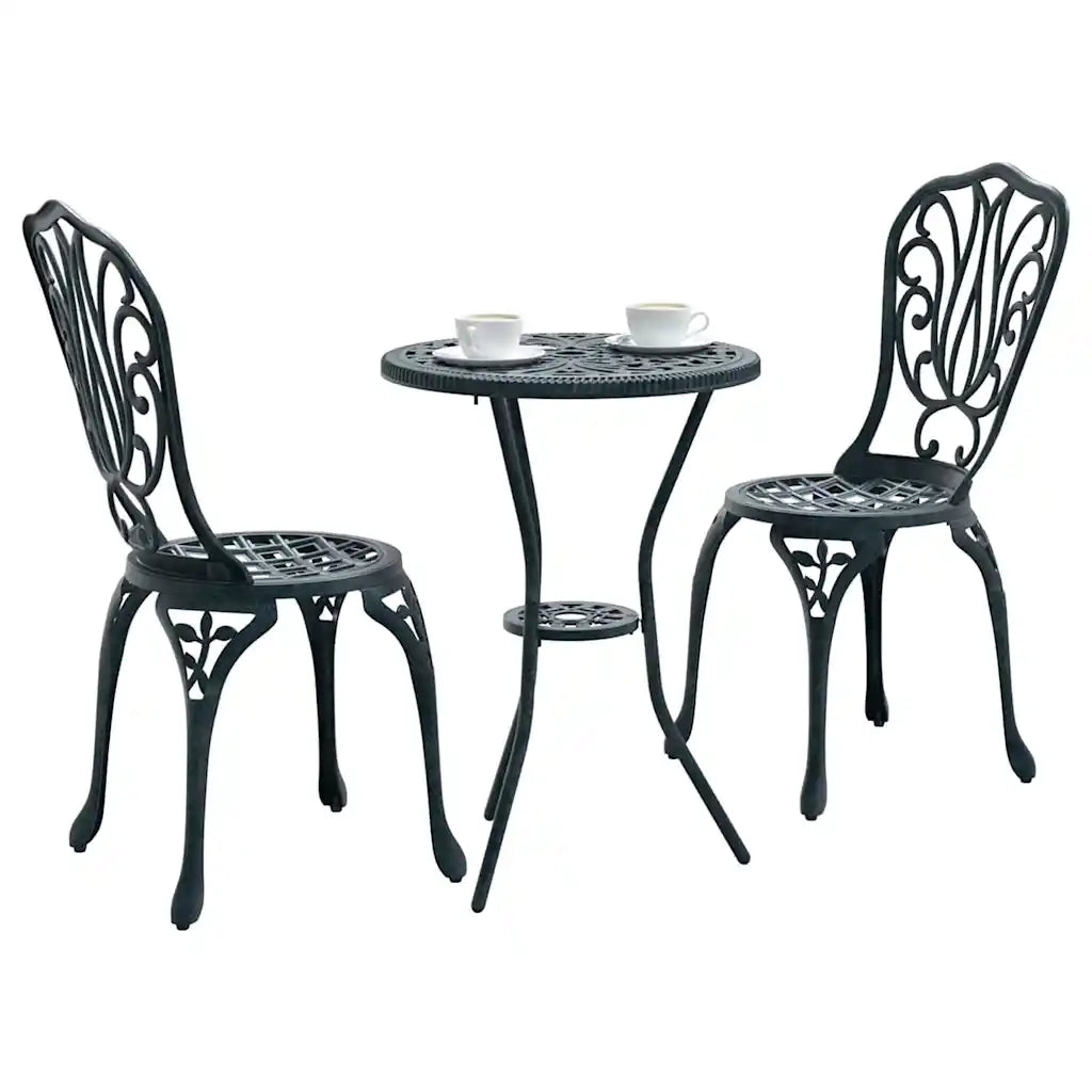 Set Bistro da Giardino 3 pz | Set Salotto da Giardino Verde Alluminio