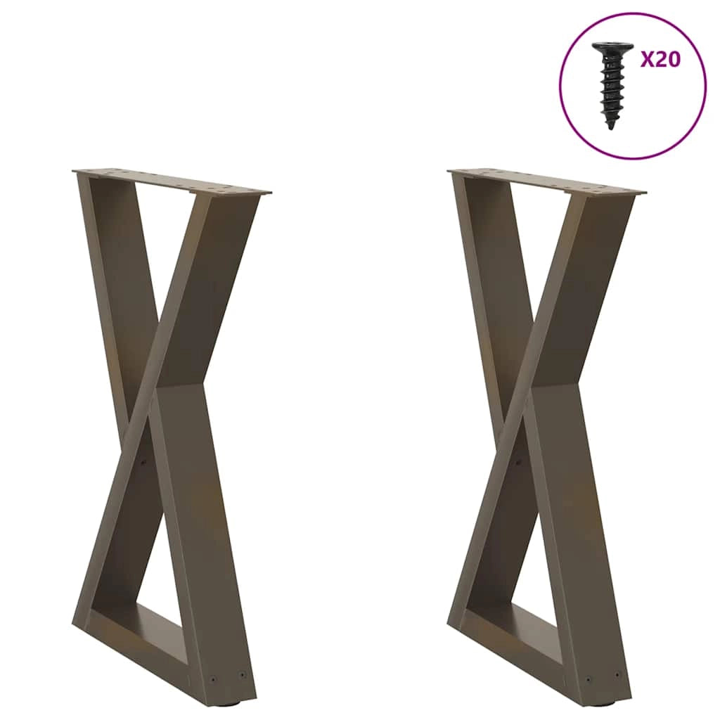 Set di 2 gambe regolabili per tavolo da pranzo 60 x 73 cm design moderno acciaio naturale 02_0057009