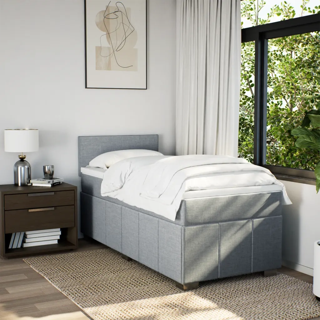 Giroletto a Molle con Materasso Grigio Chiaro 90x200 cm Tessuto 3289244
