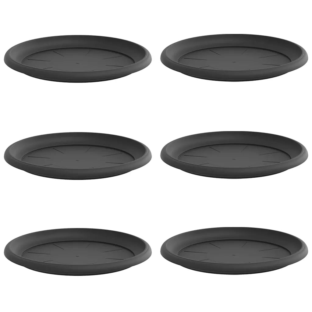 Vassoio Rotondo per Fiori 6 pcs Nero Ø 14 x 2 cm Plastica 42020312