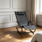 SEDIA A DONDOLO DA ESTERNO 62x150x84 cm Nera in Metallo Zincato e Textilene