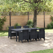 Set da pranzo da giardino 7 pezzi con cuscini in antracite polirattan