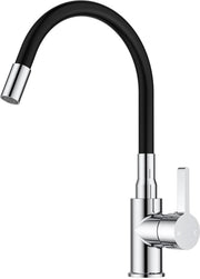 Flexibile maniglia da cucina, 360° giratoria, rubinetto da cucina a un foro, maniglia da cucina a un giro, cucina in acciaio inossidabile, finitura cromata lucidata