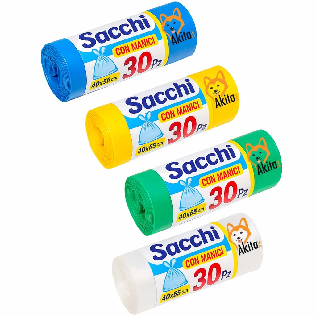 Akitaink Sacchi Nettezza 40x55 con Manici 120pz Colorati