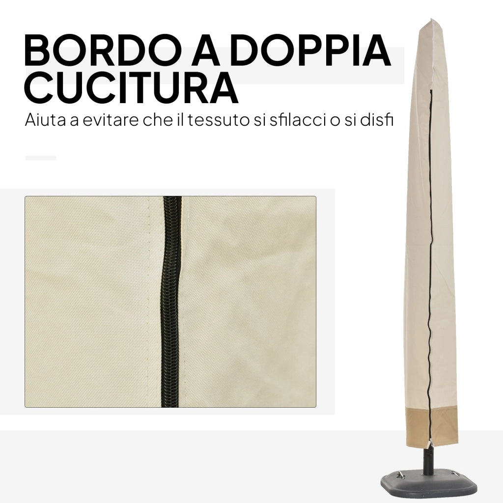 Copertura per Ombrellone 3x3 m Impermeabile Custodia con Cerniera e Laccio Beige