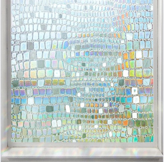 Foglia per finestra in vetro bianco trasparente, resistente all'acqua e all'UV, adesivo, per cucina, bagno e ufficio, 60 x 200 cm, 3D.