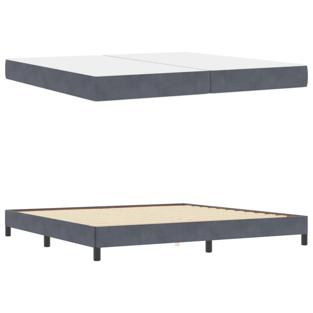 Letto a molle con materasso Grigio scuro 200 x 200 cm Tessuto