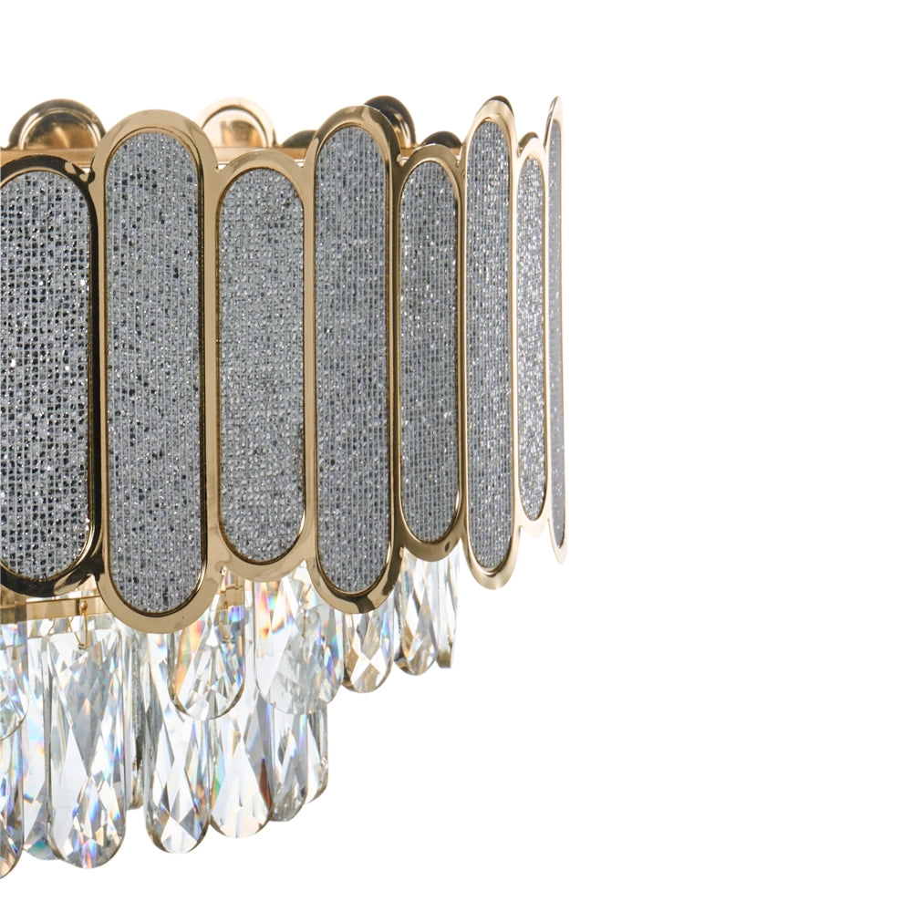 Lampadario in ottone e cristalli di vetro ⌀ 46 cm Lampada a sospensione stile glamour