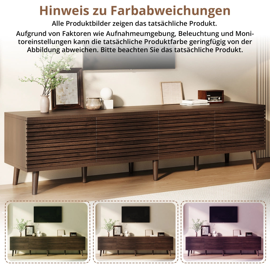 Mobile porta TV con 4 ante e 6 vani aperti, passacavi, per soggiorno, in MDF e truciolare, noce, 180 × 40 × 46 cm