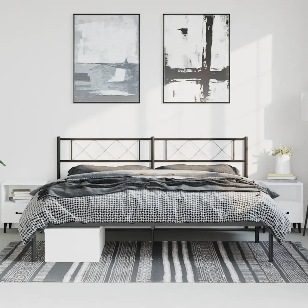 Giroletto con Testiera in Metallo Nero 183x213 cm 372282