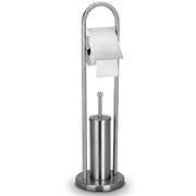 Trade Shop - Portarotolo Con Scopino E Porta Scopino In Acciaio Accessori Bagno Wc 80 Cm -