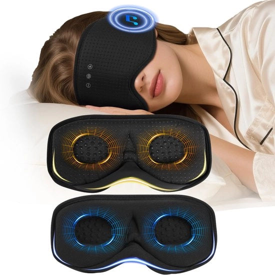 Slaapmasker Bluetooth con cuffia, cuffia da sonno 3D per uomo e donna, cuffia da sonno con maschera luminosa regolabile, protezione per gli occhi morbida e leggera per viaggi, lavoro notturno