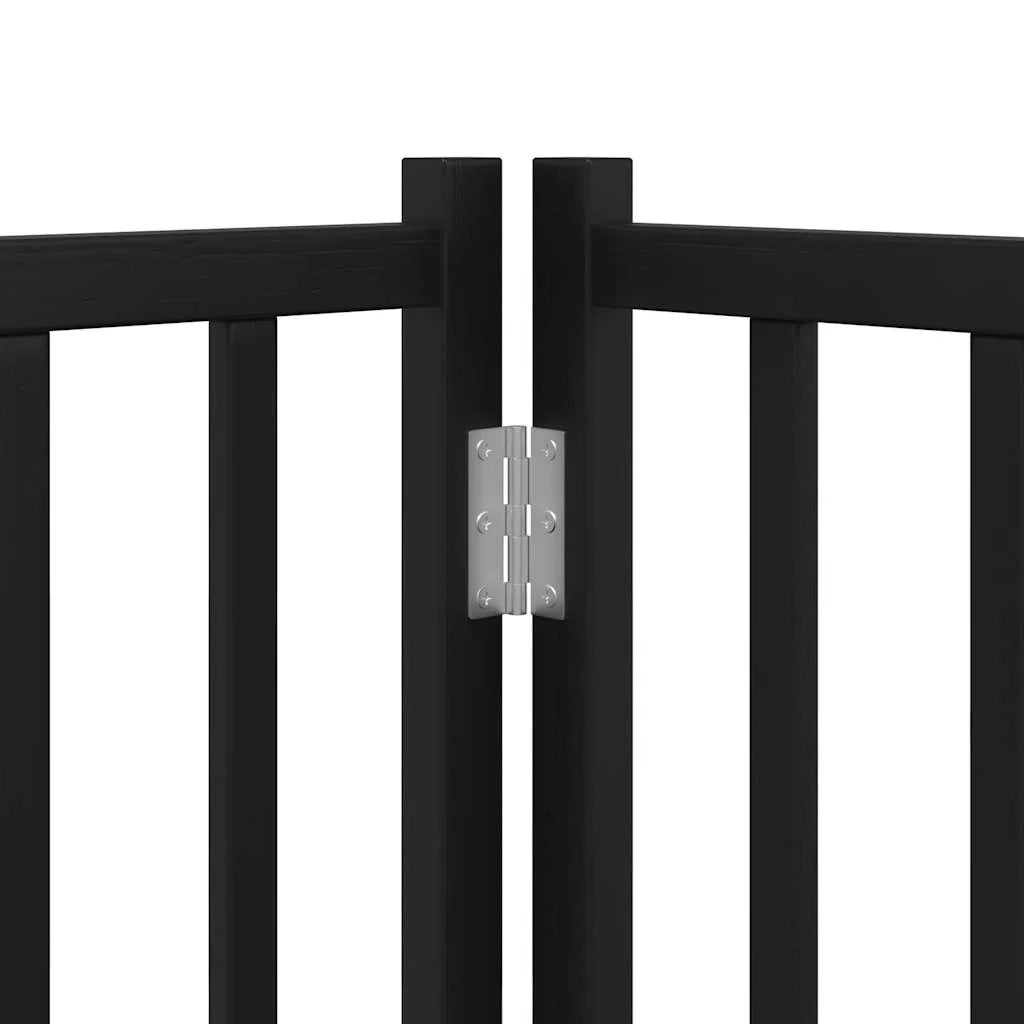 Cancelletto di sicurezza per cani con porta 6 pannelli legno massello di abete nero 02_0023332