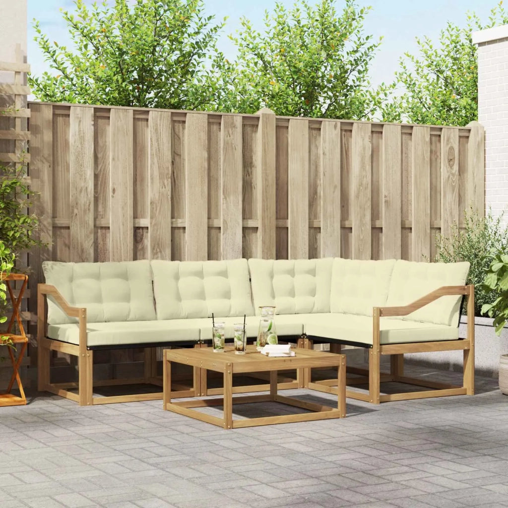 Set di divani da esterno 5 pcs Bianco e Crema 79 x 79 x 37 cm