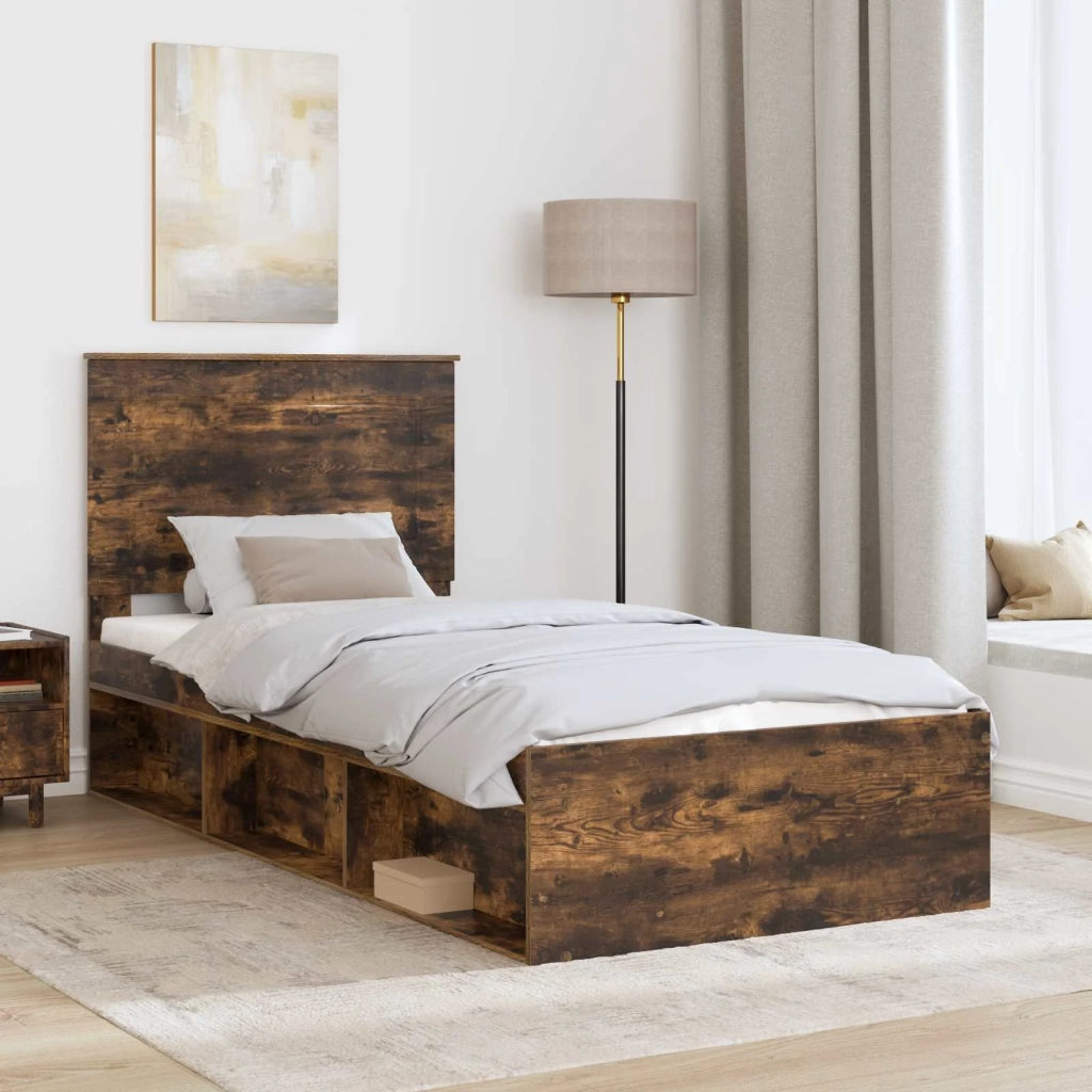 Struttura del letto Rovere fumé 90 x 190 cm Pino massello