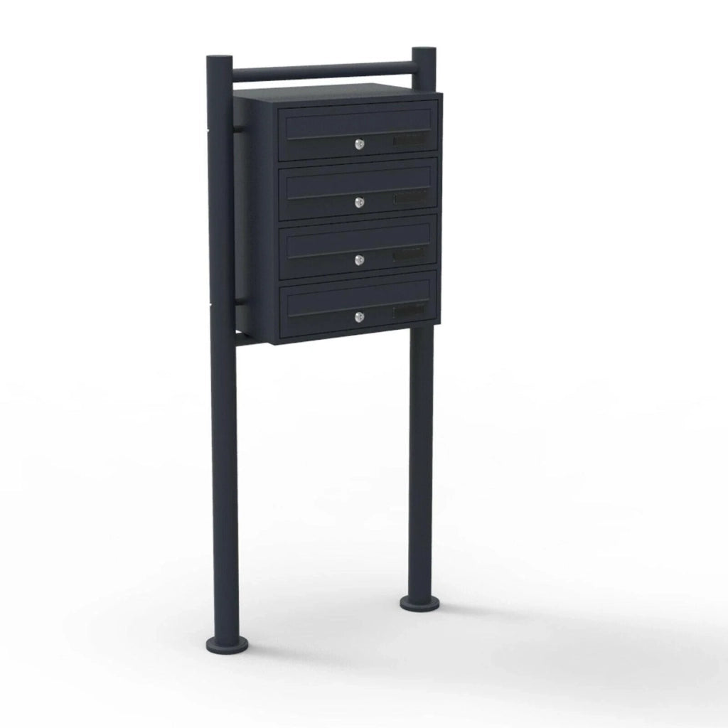 Blocco di 4 cassette postali autoportanti con 4 ingressi acciaio zincato 46,8 x 38,5 x 27 cm nero 16_0000036