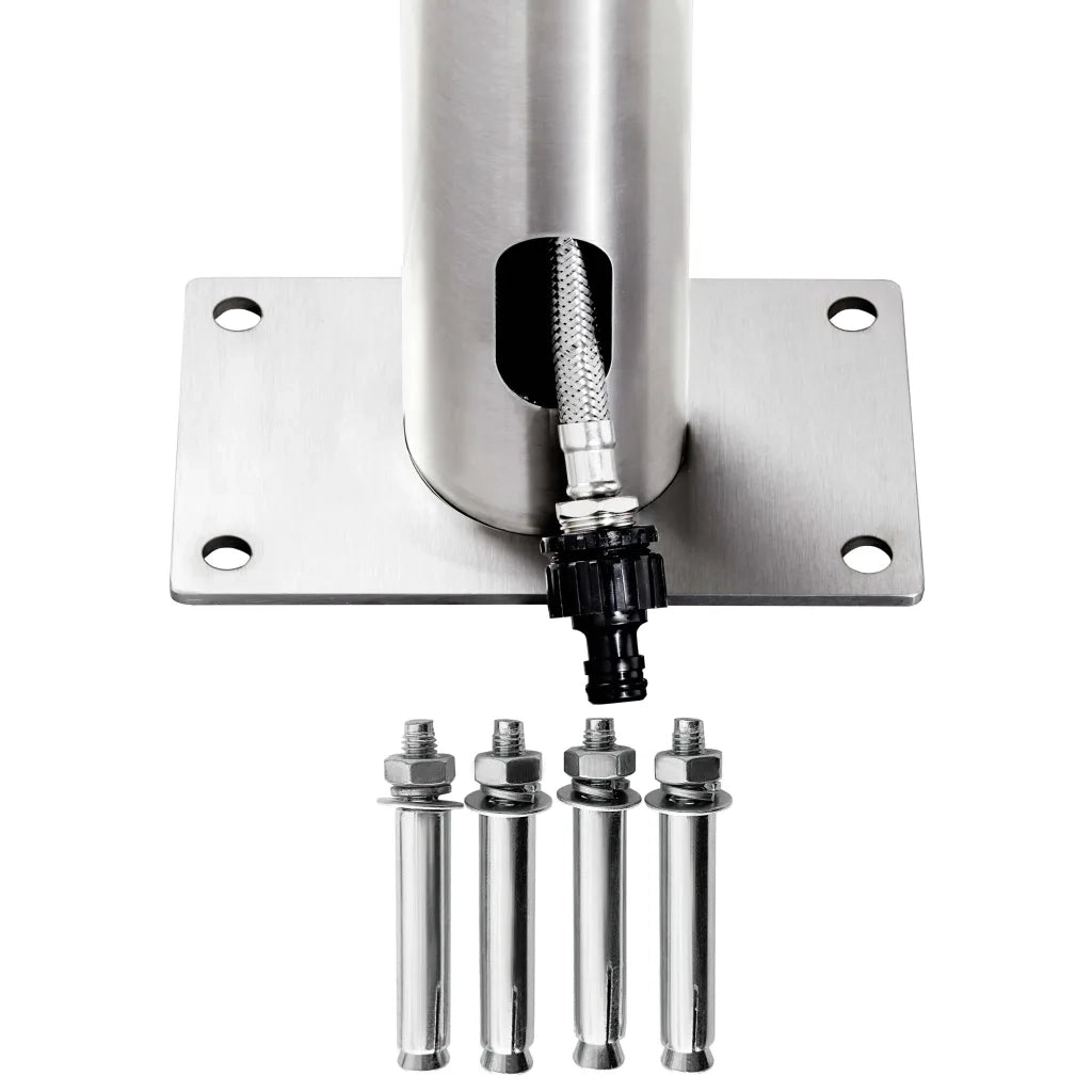 Doccia da Giardino con Base Grigia 230 cm in Acciaio Inox 3070784