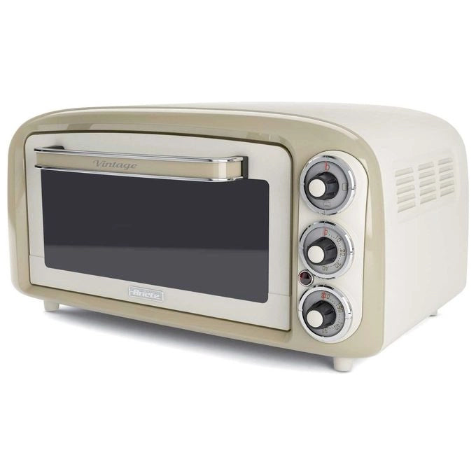 Ariete 979 - Fornetto elettrico 18 L, Potenza 1380 W, Funzioni di cottura: ventilato, grill e statica, Timer 60 minuti, Termostato regolabile fino a 230 °C, Linea Vintage, Colore Beige
