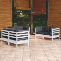 Set Salotto da Giardino 6 pz con Cuscini Legno Massello di Pino 3096245