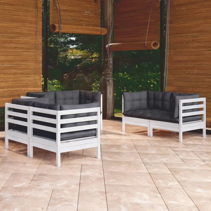 Set Salotto da Giardino 6 pz con Cuscini Legno Massello di Pino 3096245