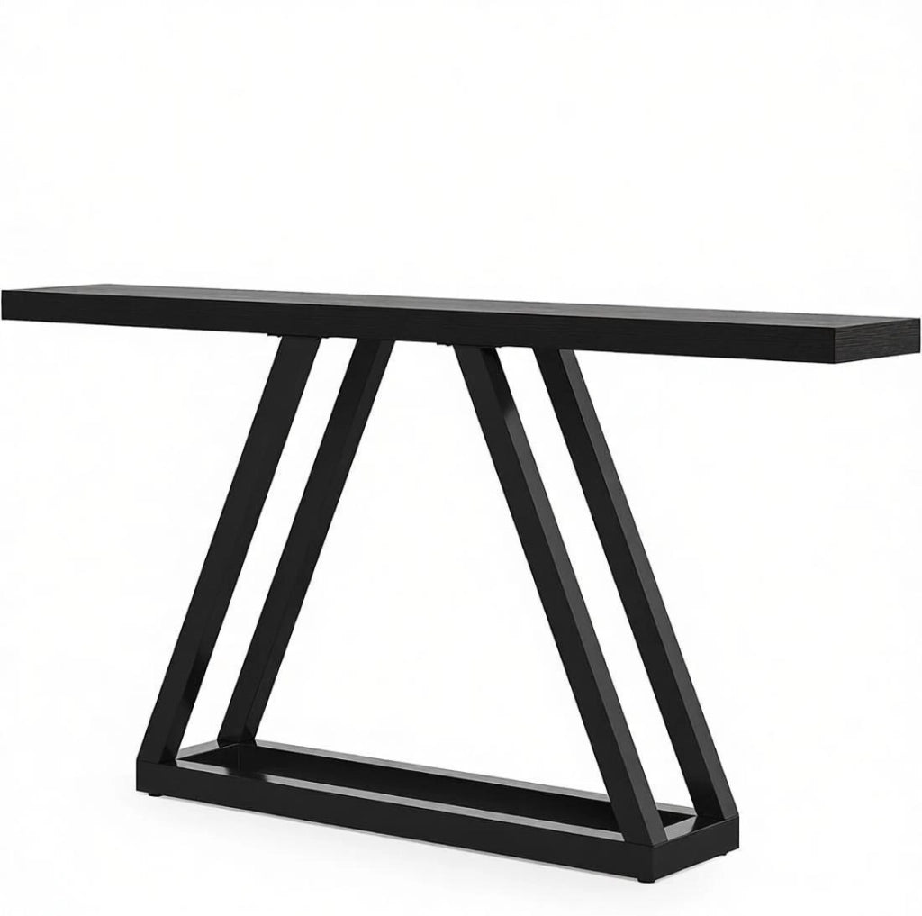 Consolle salvaspazio moderna in MDF e metallo nera per ingresso e corridoio 175,0 × 37,0 × 18,0 cm