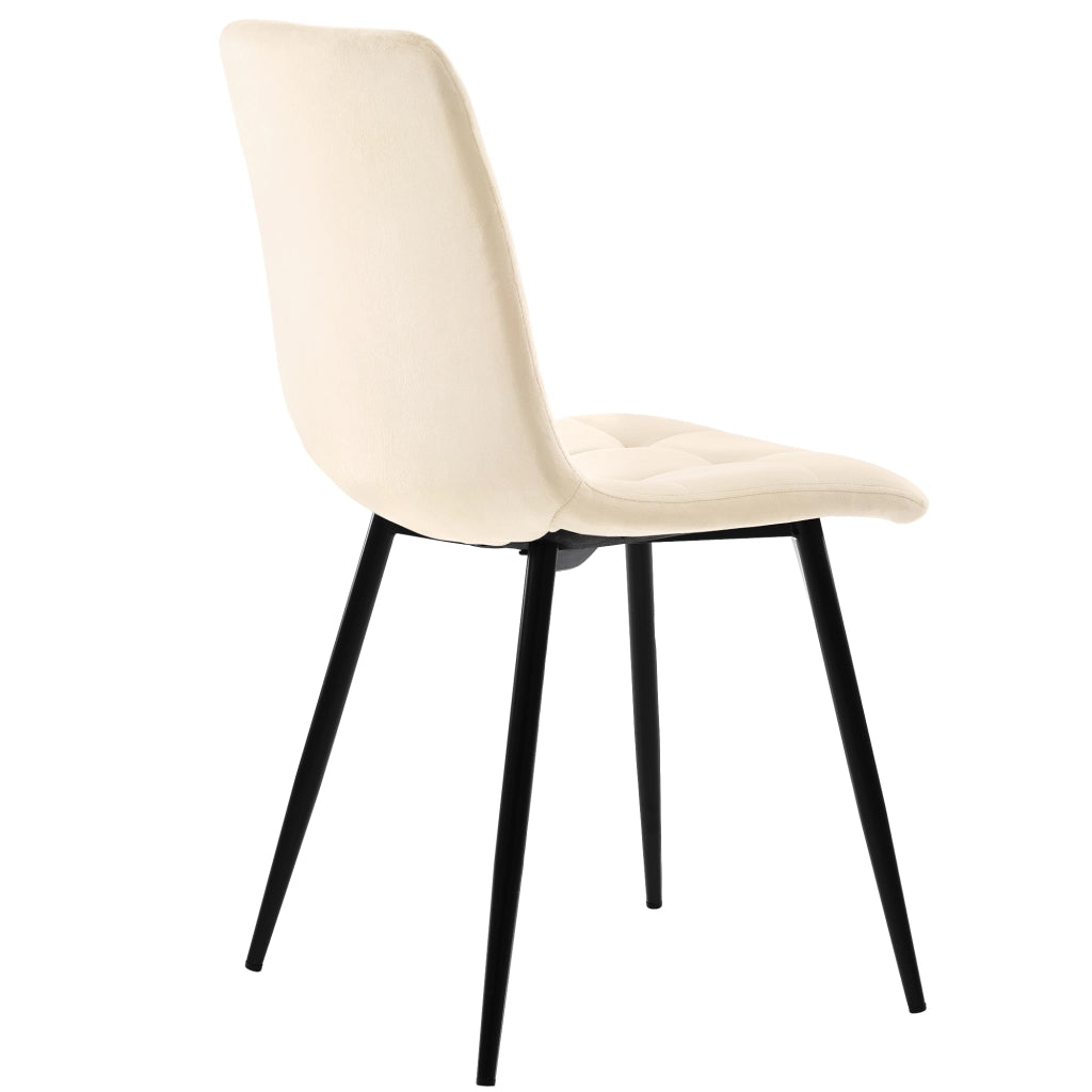 Sedia da pranzo set da 4 con schienale imbottito e gambe in metallo, design moderno in velluto bianco antico