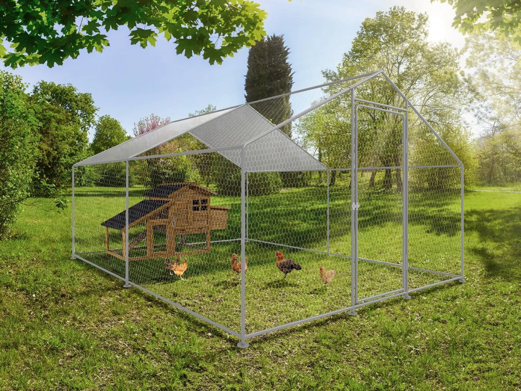 Recinto per galline 9 m² rete metallica 3 x 3 x 2 M acciaio zincato