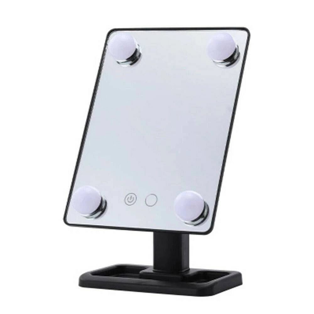 Trade Shop - Specchio Da Trucco Illuminato 4 Luci A Led Portatile Trucco Bellezza Da Tavolo -