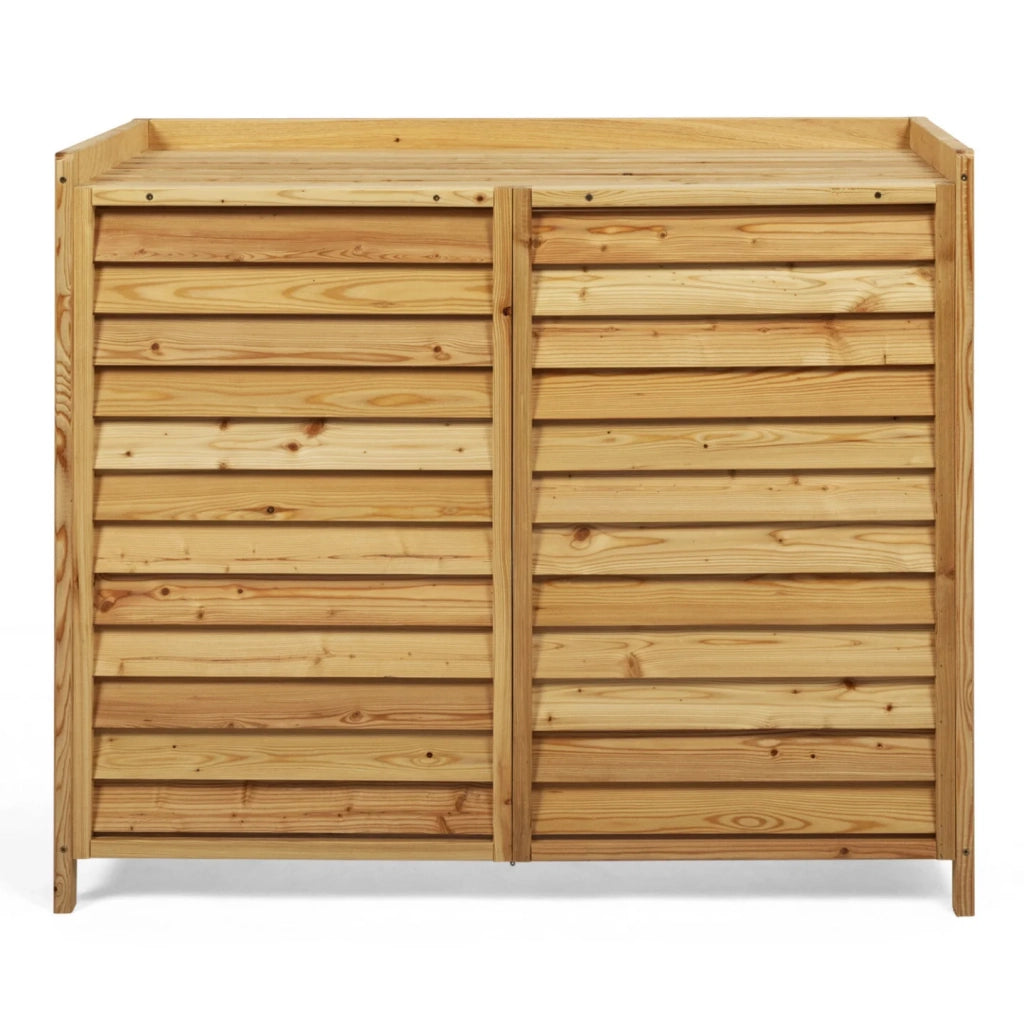 IDMarket - Copertura per condizionatore in legno naturale per unità esterna 95 x 50 x 80 cm