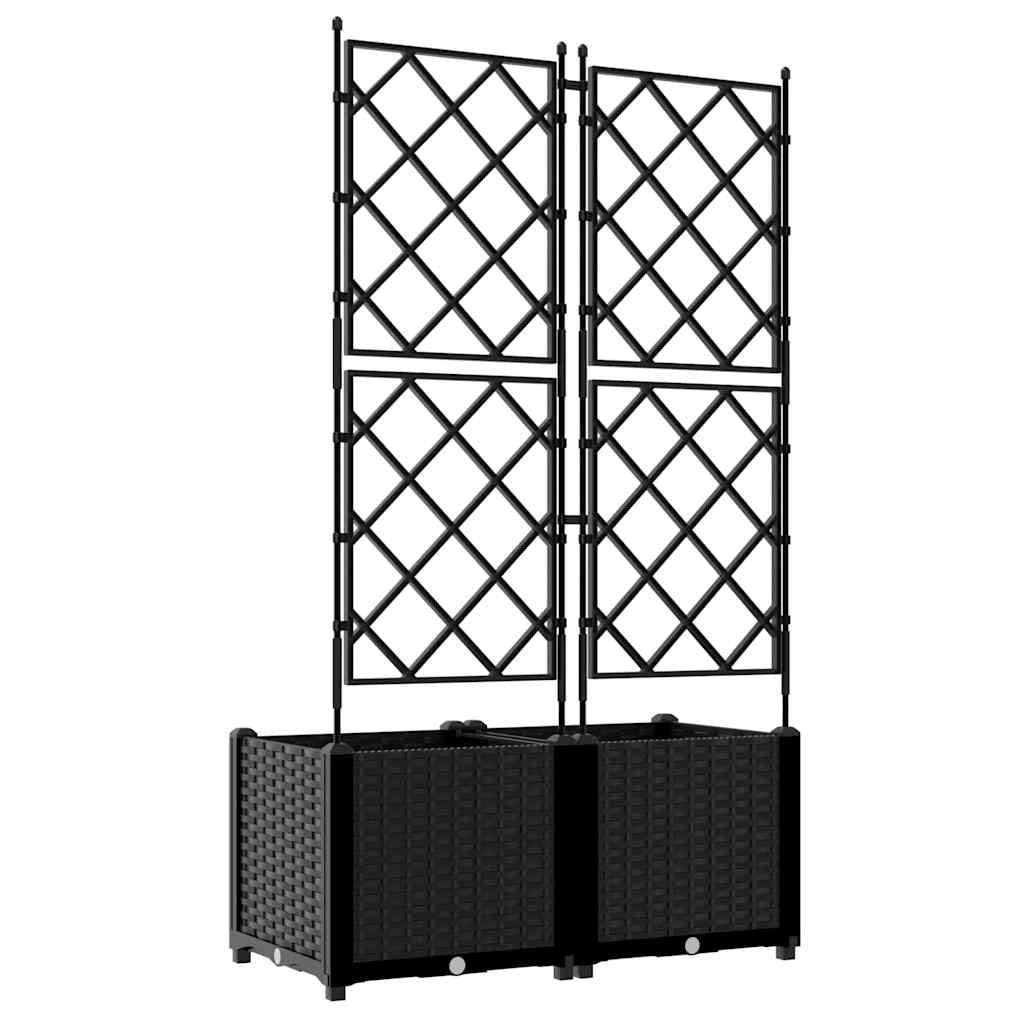 Set di 2 fioriere da giardino moderne da esterno 80 x 40 x 143 cm in acciaio nero 02_0058536