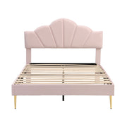Letto Matrimoniale 140x190 cm con Testiera Regolabile in Velluto Rosa