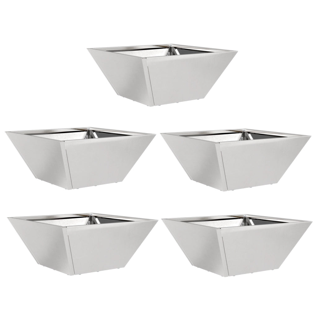 Fioriere a Ciotola per Giardino 5 pz 35x35x15 cm Acciaio Inossidabile