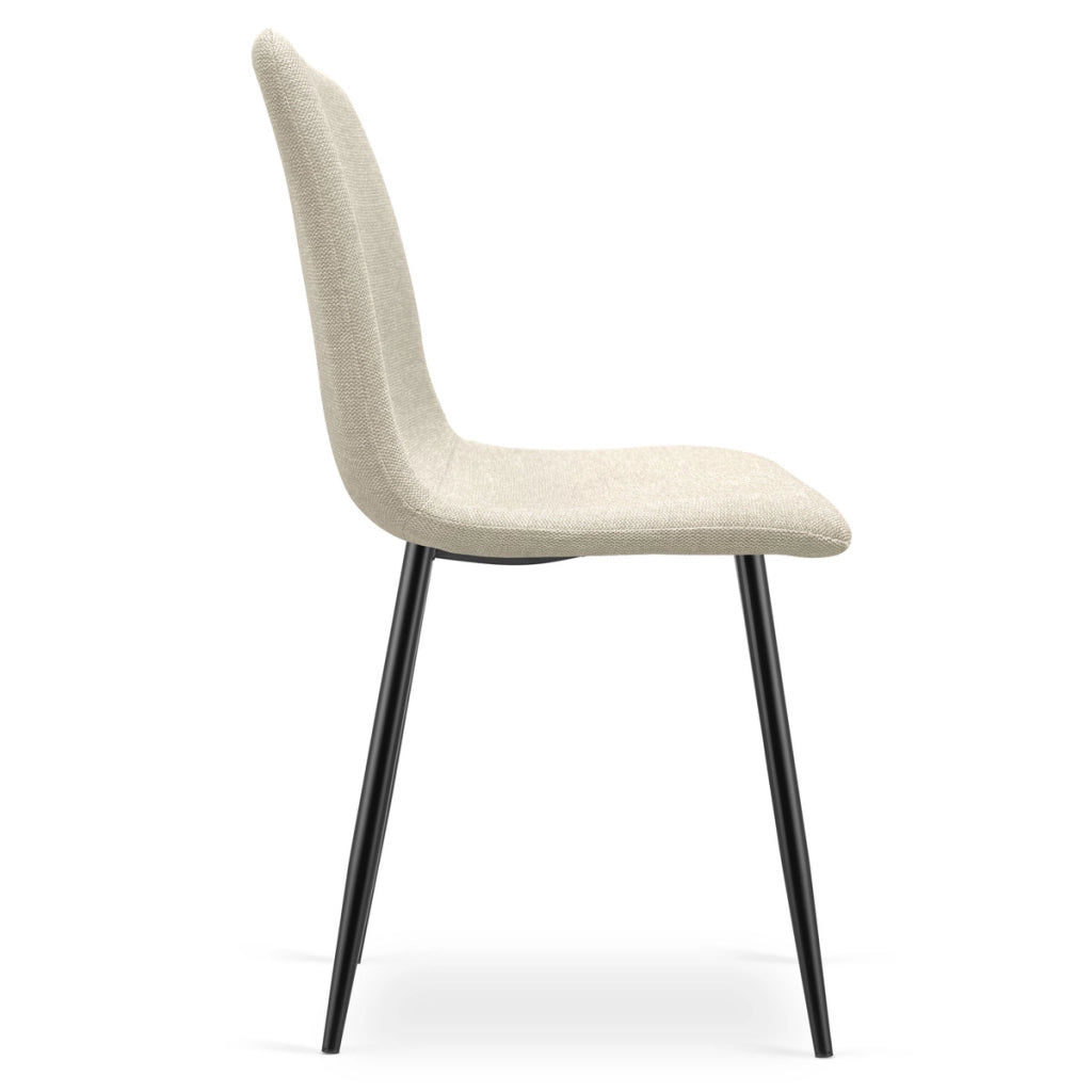 Set di 3 sedie imbottite Rift beige con gambe nere