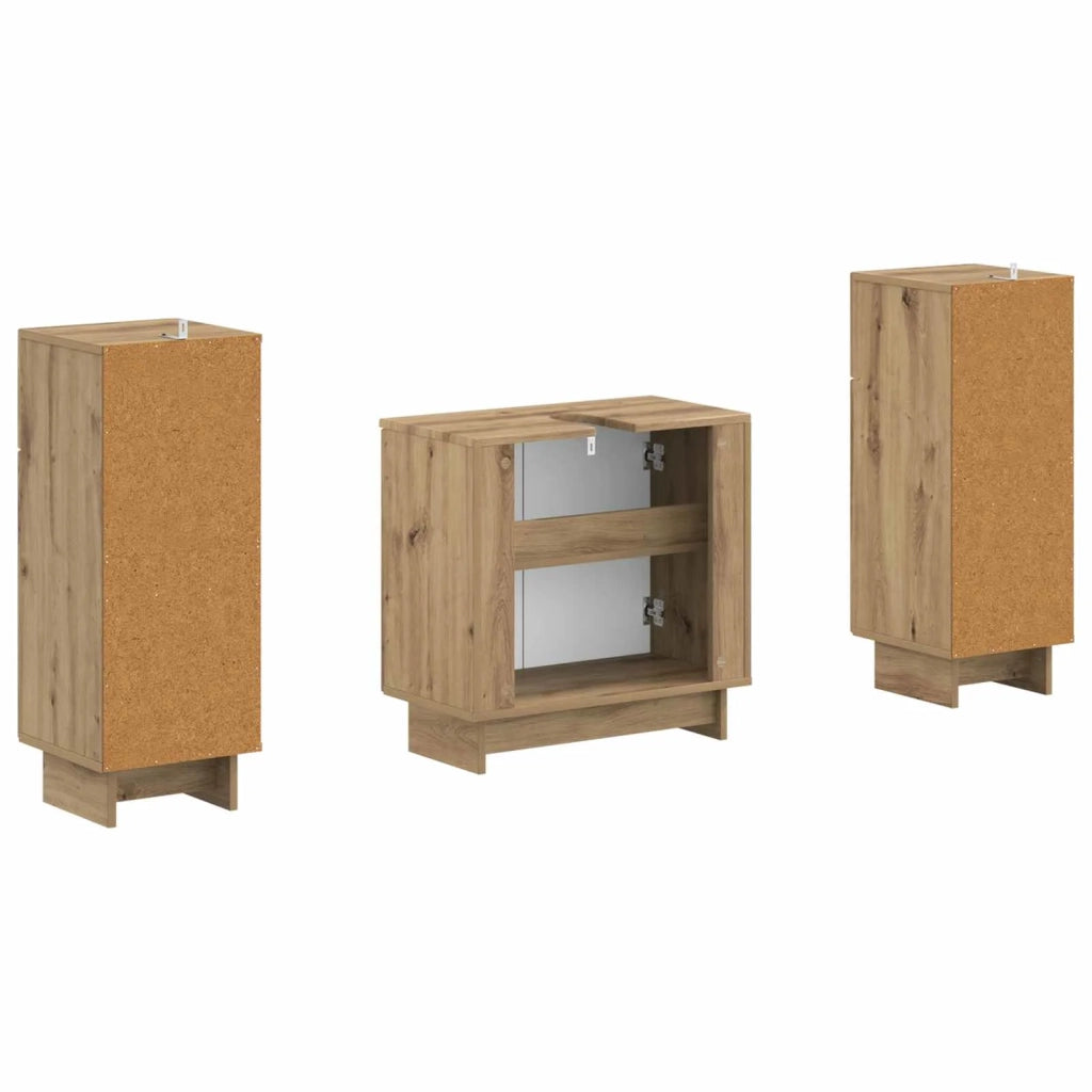 Set di Armadi da Bagno da 2 Pezzi EDE Rovere Artigianale 3417989