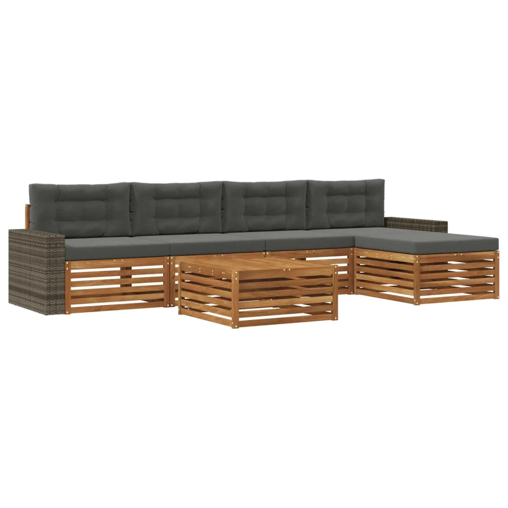 Set di divani da esterno 6 pz Naturale e Antracite Poliestere 3383280