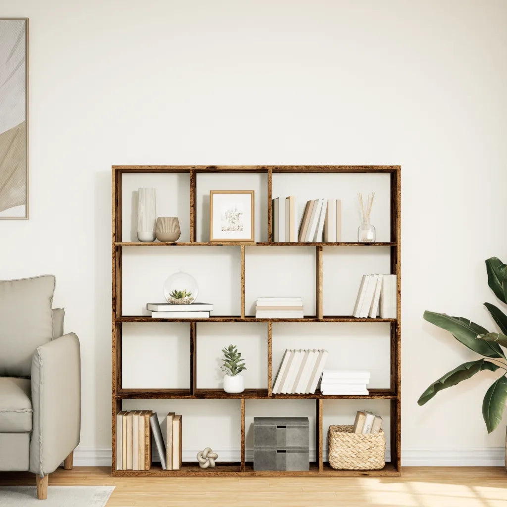 Libreria-Scaffale per Libri-Mobile di Stoccaggio Legno Antico 132x29x141,5 cm in Legno Multistrato