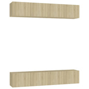 Mobile TV multimediale scaffale TV credenza mobile TV sala da pranzo soggiorno camera da letto 4 pezzi rovere Sonoma 80 x 30 x 30 cm legno ingegnerizzato marrone 02_0028758