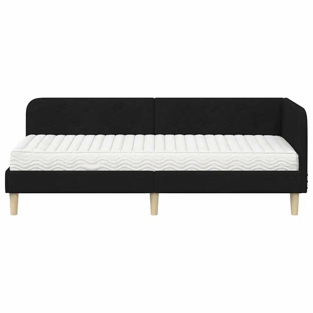 Cornice del letto ad angolo Nero 80 x 200 cm Tessuto