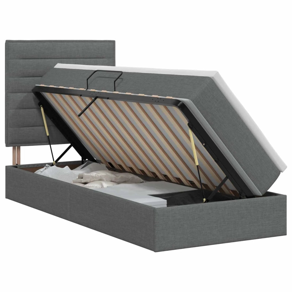 Letto con contenitore e materasso Grigio Scuro 100 x 200 cm 3459421